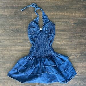 Cotton Natural Blue Lace Dress